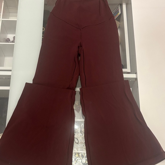 Pants - Stylish Burgundy Flared Yoga Pants